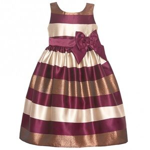 Mia Juliana Little Girl Wine Gold Dress